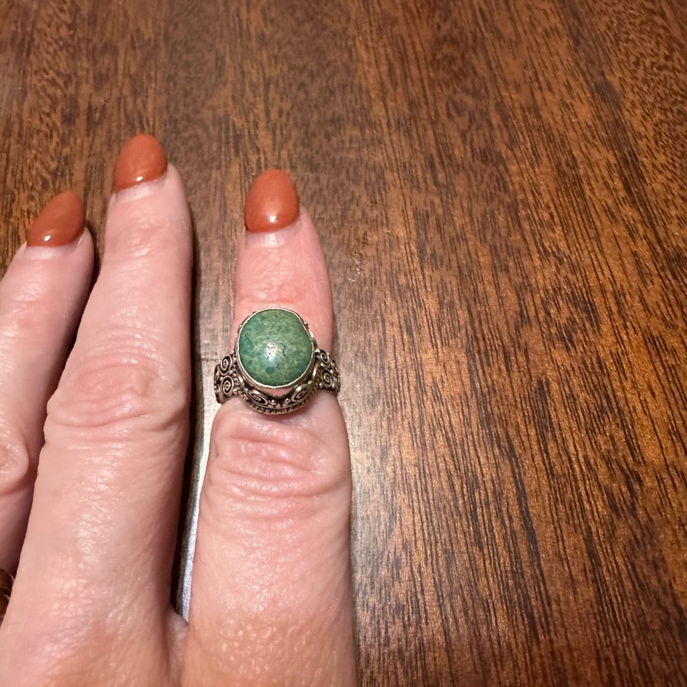 Vintage 925 Sterling silver Amazonite size 6